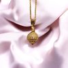 24K Gold Plated Ball Pendant, chain, ear-tops combo