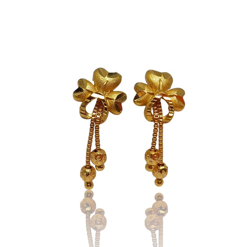 24K Gold Plated stylised floral shape Earrings - Series 2 - Image 2