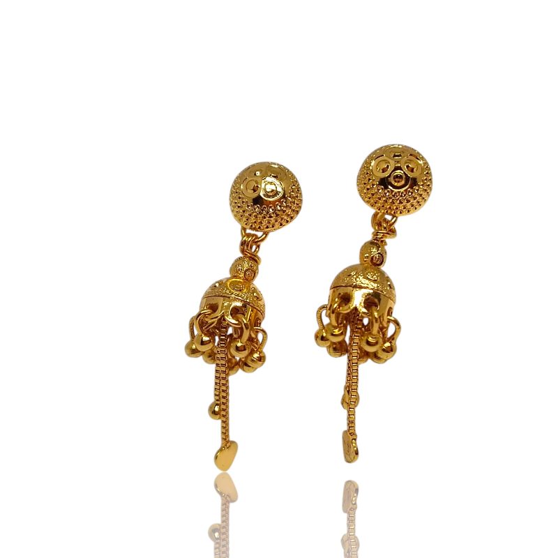 24K Gold Plated stylised sankha shape Earrings - Image 2