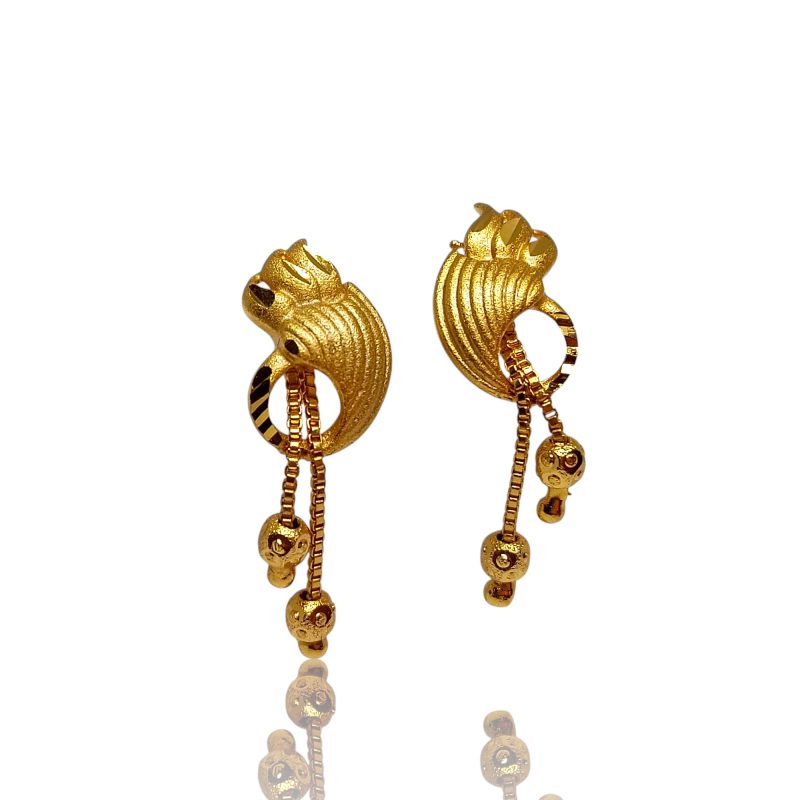 24K Gold Plated stylised sankha shape Earrings - Image 2