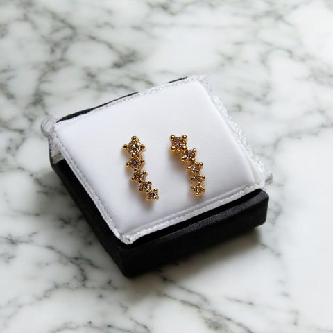 24K Gold Plated tiny curve line tops with AD