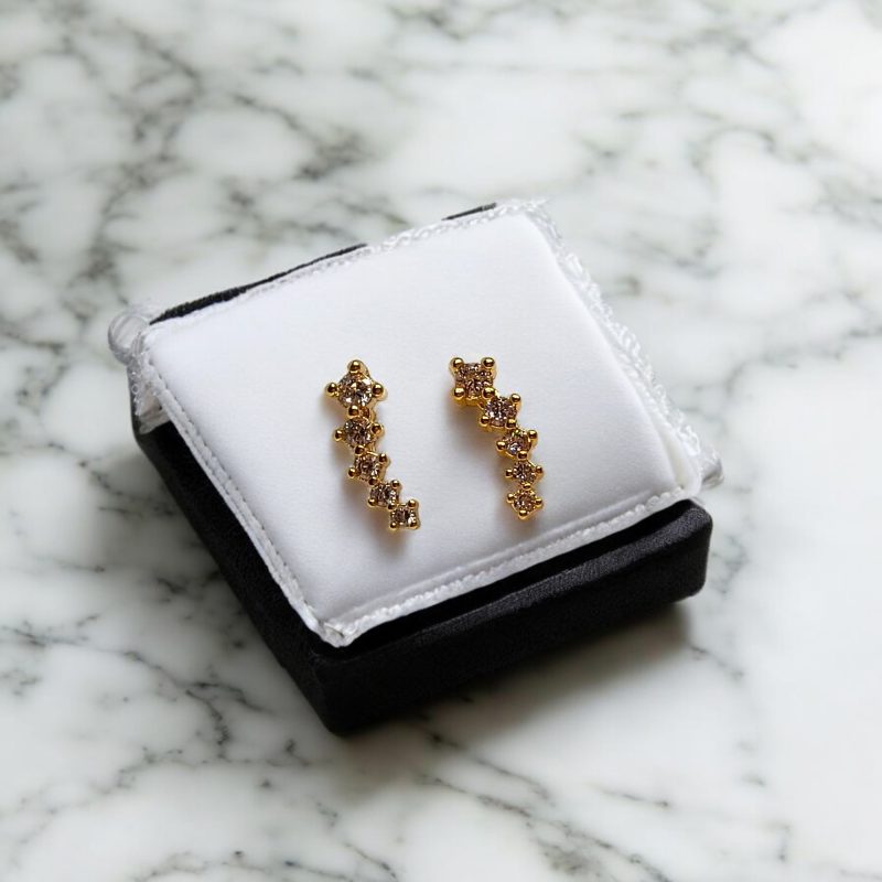 24K Gold Plated tiny curve line tops with AD