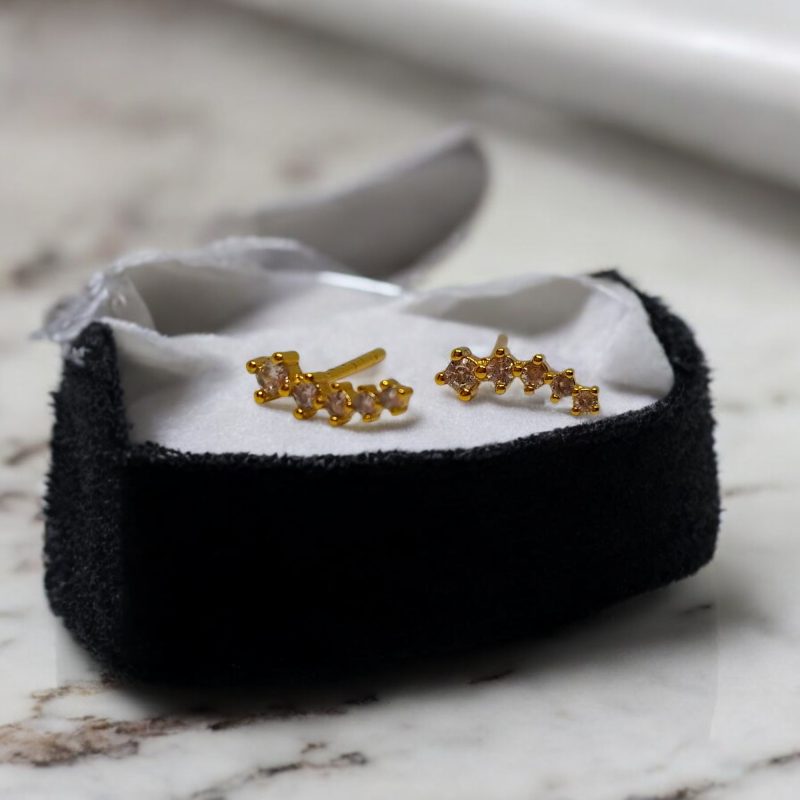 24K Gold Plated tiny curve line tops with AD - Image 2
