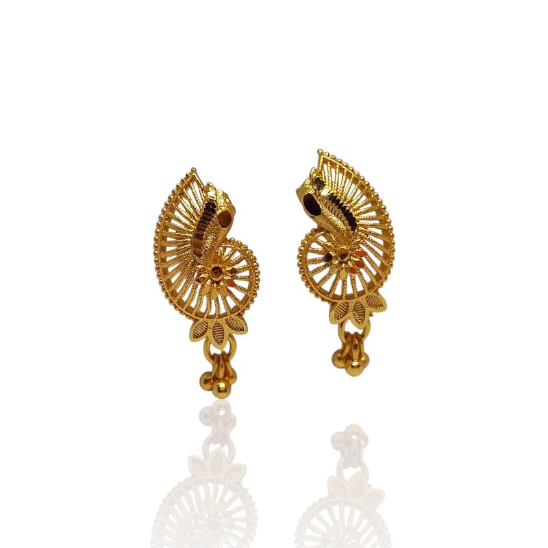 24K Gold Plated stylised floral shape Earrings - Series 1 - Image 2