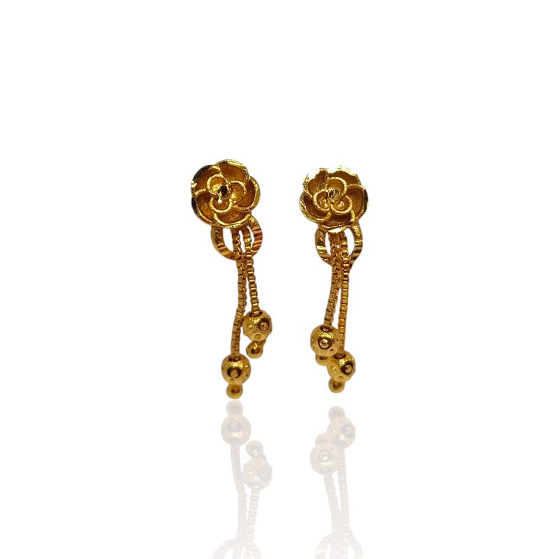 24K Gold Plated stylised floral shape Earrings - Series 3 - Image 4