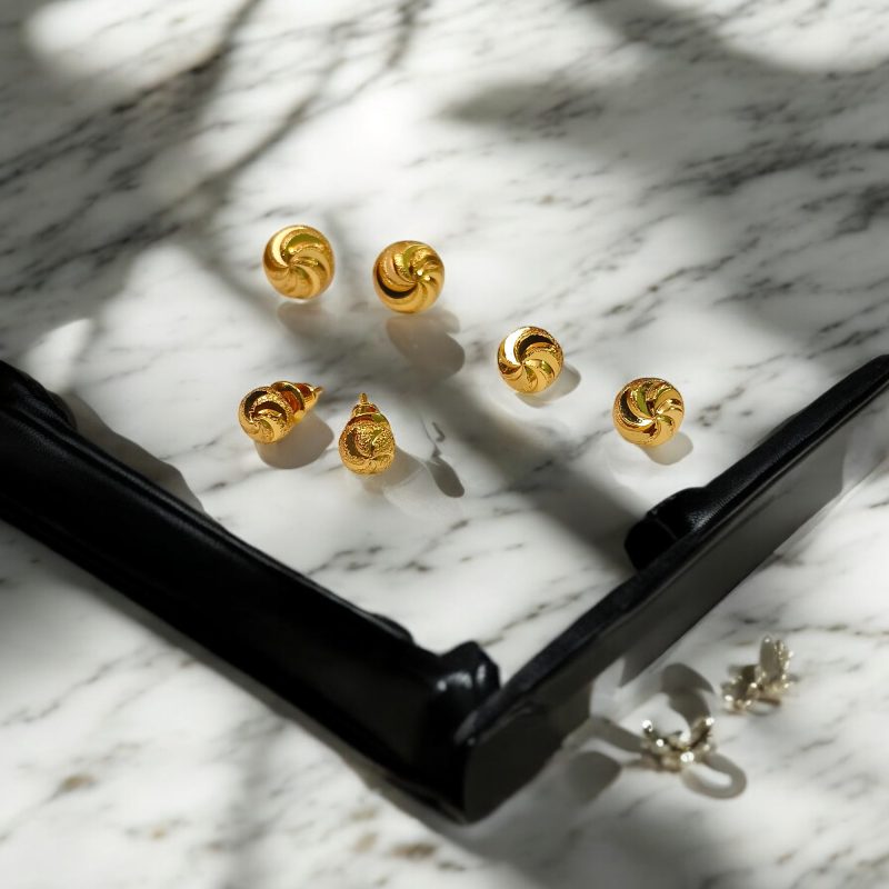24K Gold Plated Ear Tops Combo (03 Sizes) - Series 1 - Image 2