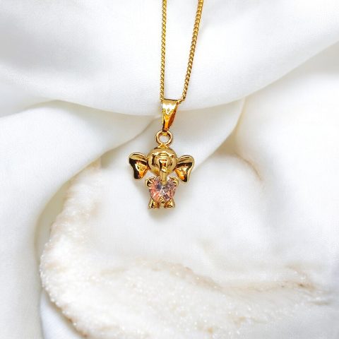 24K Gold Plated Ganesha Pendant and chain with AD stone.