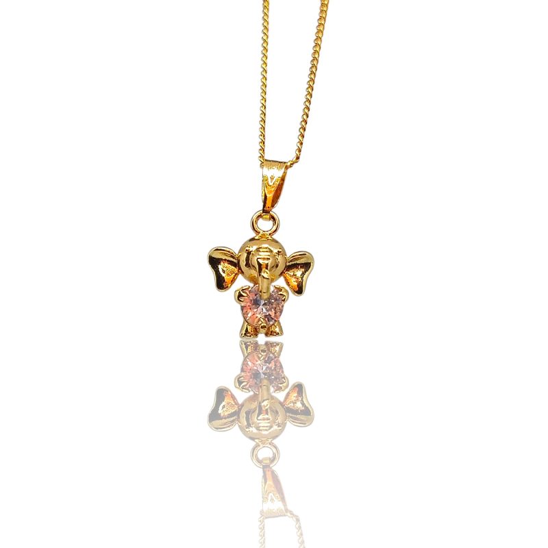 24K Gold Plated Ganesha Pendant and chain with AD stone - Image 2