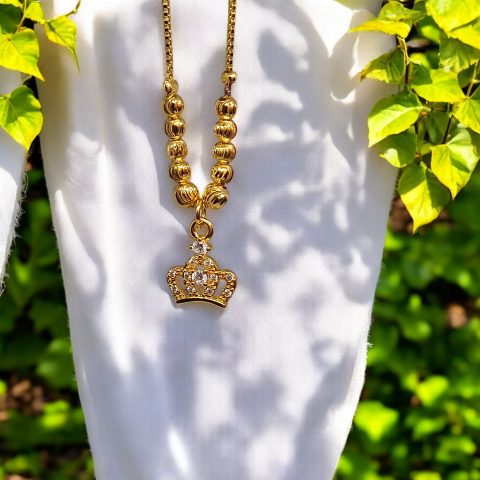 24K Gold Plated Queen Pendant and chain with AD