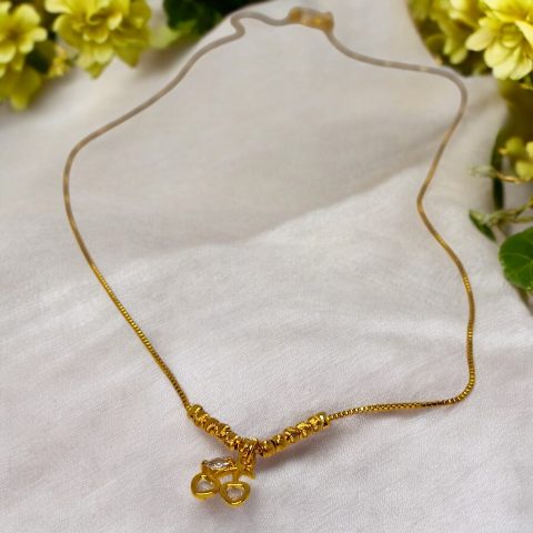 24K Gold Plated Cherry Shape Pendant and chain with AD