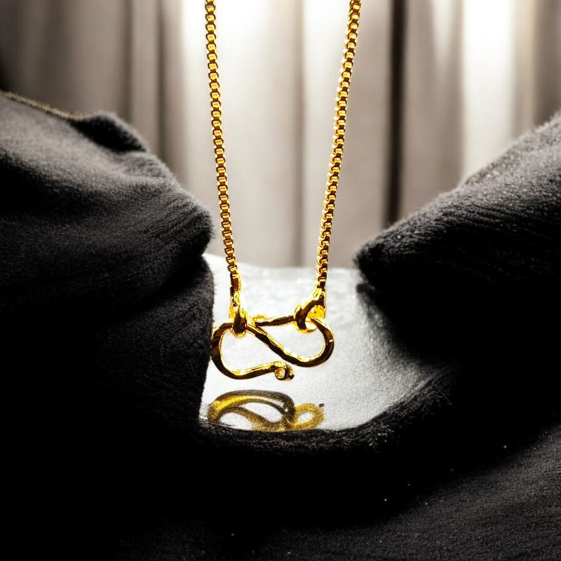 24K Gold Plated Oval Cage Pendant and chain with AD - Image 3