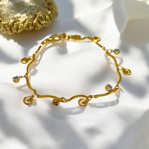 24K Gold Plated shell design Bracelet with Ad
