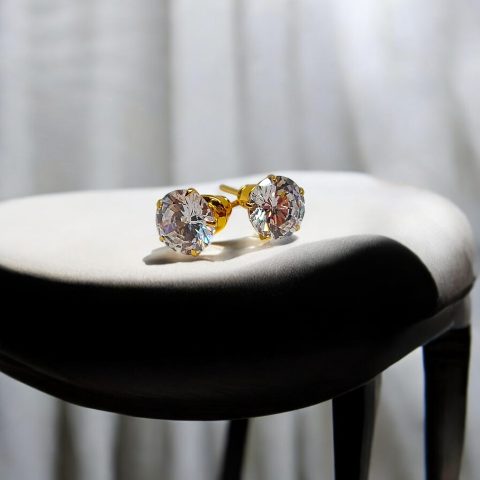 24K Gold Plated AD Stone Ear Tops