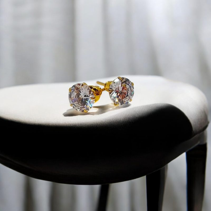 24K Gold Plated AD Stone Ear Tops