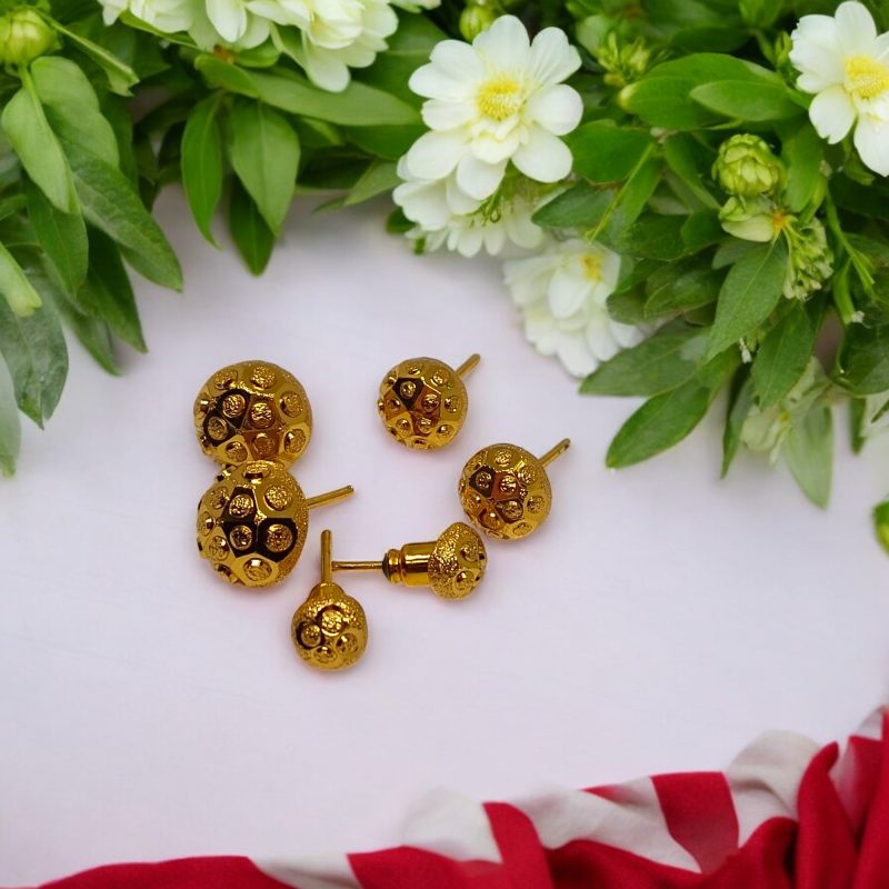 24K Gold Plated Ear Tops Combo (03 Sizes) - Series 2